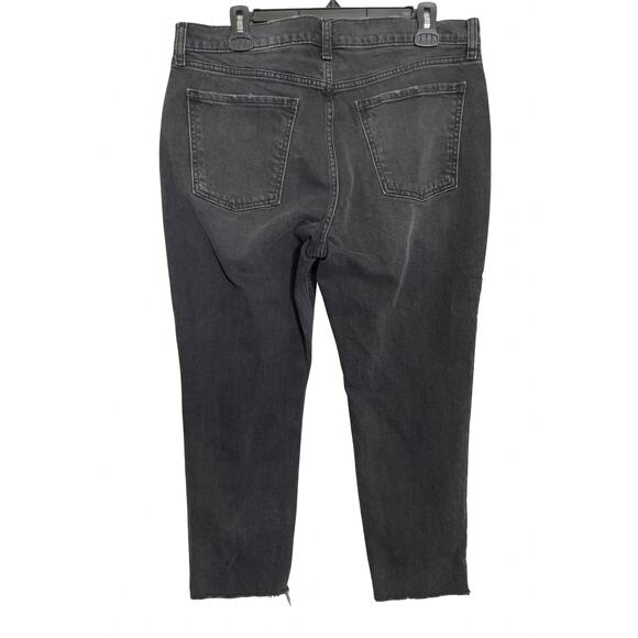 Old Navy Mid-Rise Boyfriend Jeans Size 12 Black Distressed Raw Hem - Picture 6 of 7